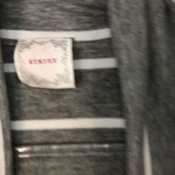 Nymphe Grey White Striped Open Front Cascade Cardigan Sweater Cover Up Medium - Picture 3 of 7